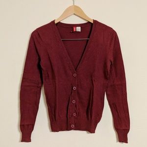H&M Elbow Patch Burgundy Sweater